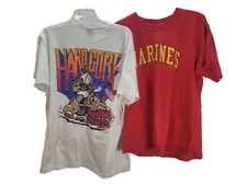 Set of 2 Marines T-shirts Hardcore Marine 1991 design RED Steve & Barry's L/XL