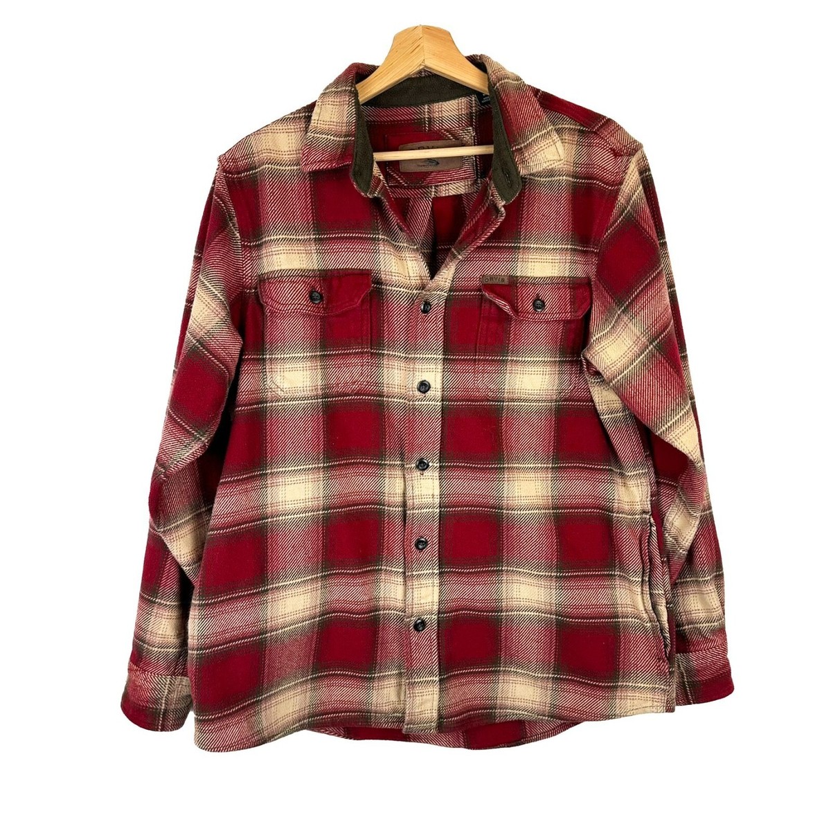 Orvis Red Plaid Heavyweight Flannel Button Down Shirt Jacket M | eBay