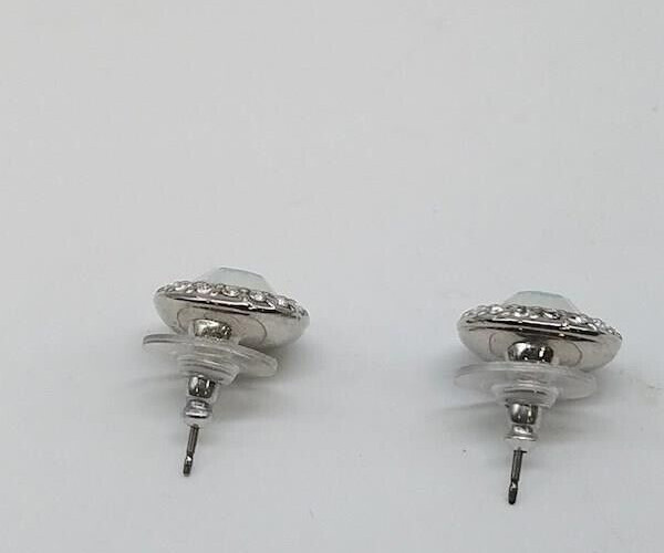 givenchy white rainbow crystal stud button earrin… - image 4