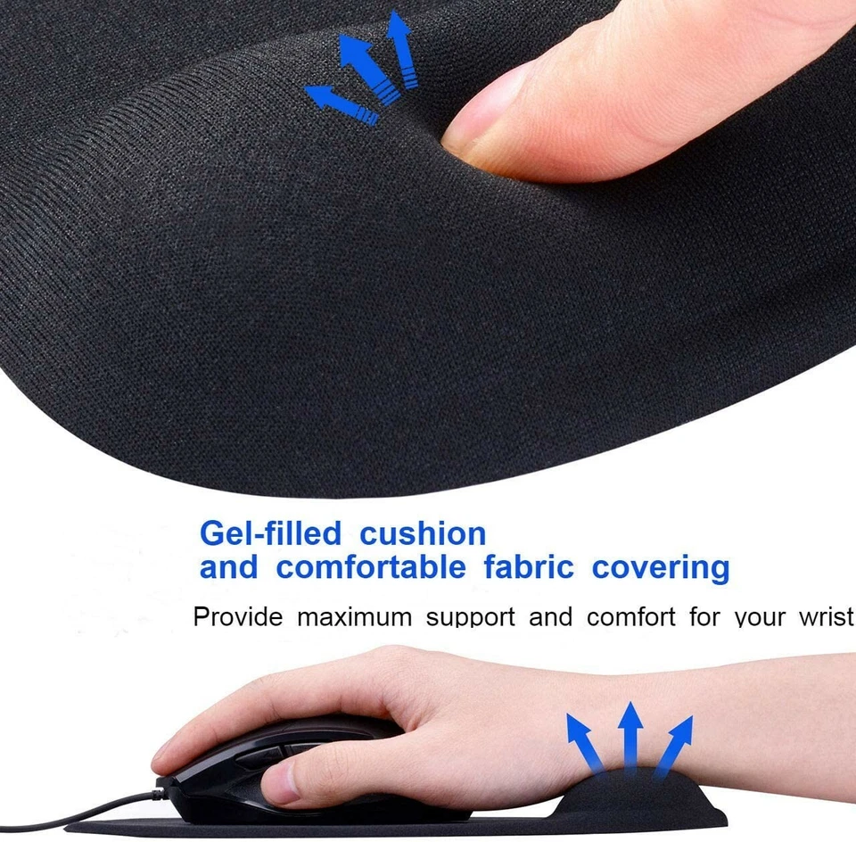 PC Mouse pad Ergonomic Comfortable Mat With Wrist Rest Support Red Non Slip - Image 2 of 2