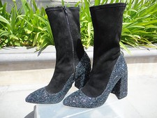 Shellys London ELY Glitter Sock Boot, Black a...