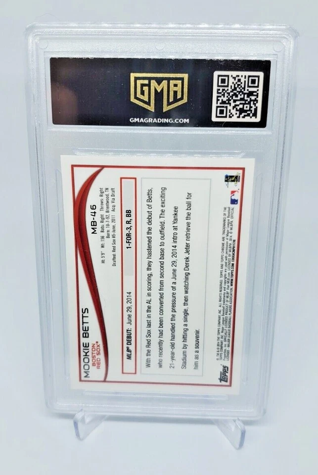 2014 Topps Chrome Update Mookie Betts #MB46 Rookie Debut GMA GEM MINT 10! HOT!! - Image 4 of 4
