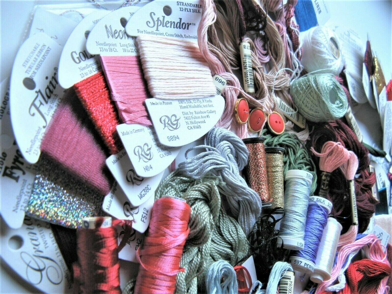 Lot 14 Oz Vintage Designer Needlepoint Embroidery Floss Thread Kreinik MEZ DMC