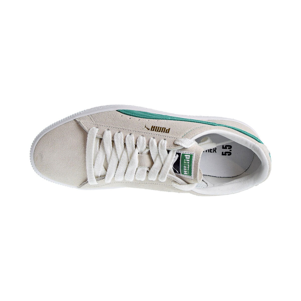Puma Suede 90681 Men's Shoes Whispher White-Green Flash Puma Suede 90681 Men's Shoes Whispher White-Green Flash