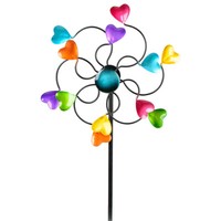 Gartenstecker Windrad 27/110Cm Herzen Metall Windspiel Gartendeko 571274 Formano