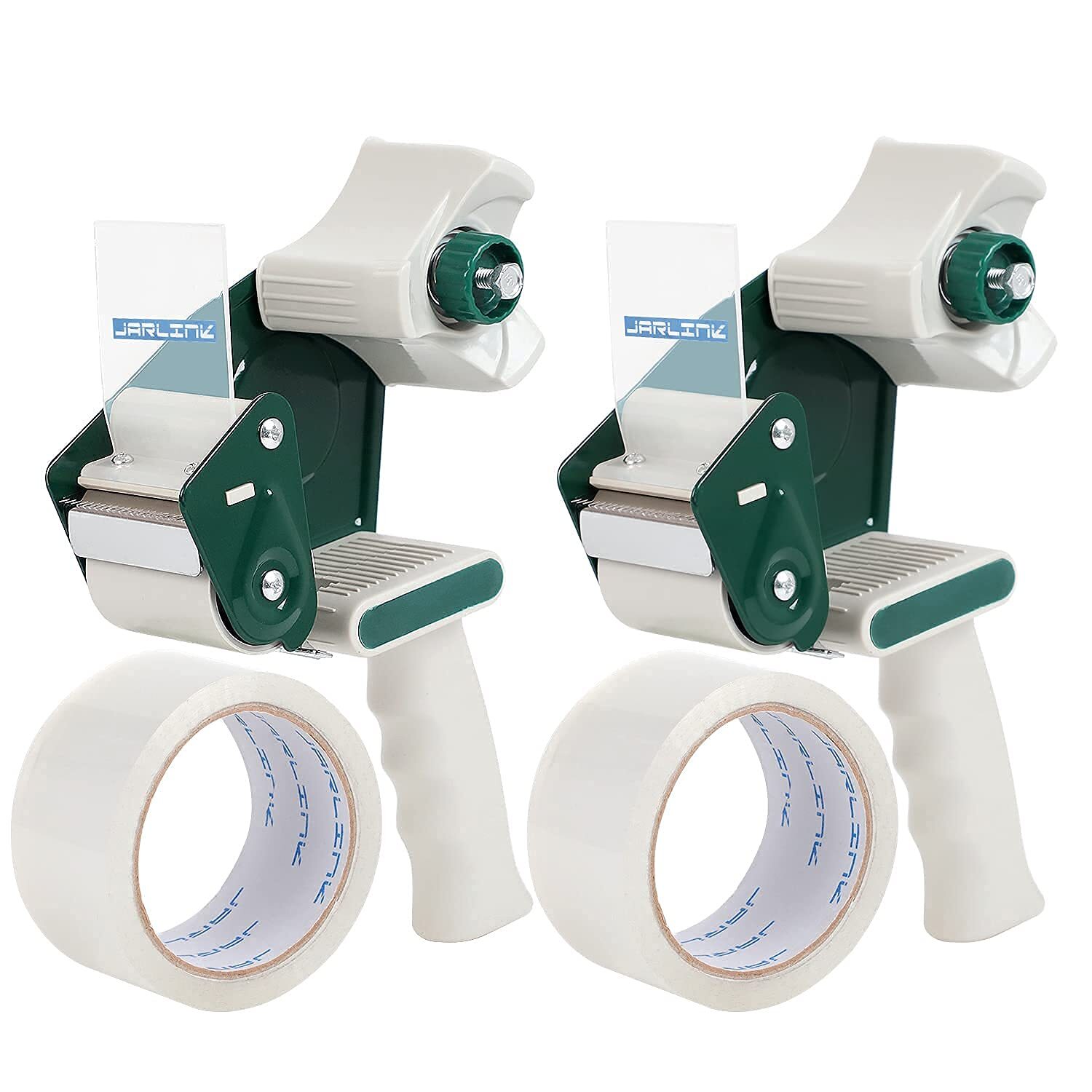 Packing Tape Dispenser (2 Pack) with 2 Rolls Tape, 2 inches Lightweight Indus...-image