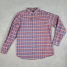 Cremieux Classics 38 Shirt Men's Large Blue Red Plaid Long Sleeve Button Down