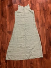 J Jill Dress Midi Linen Shift Boho Lagenlook Coastal Blue Green Size XS