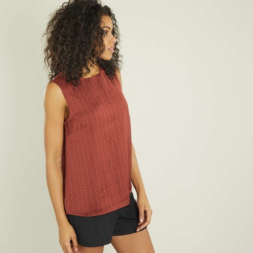 Kiabi Blusa Donna Effetto Raso Scollatura Rotonda Stmapa All Over Senza Maniche - Imagen 47 de 58