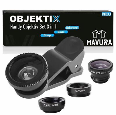 OBJEKTIX Handy Objektiv Set Smartphone Linsen Fisheye Weitwinkel Makro Kamera