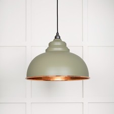 From The Anvil Harborne Pendant Lights Hammered Brass Nickel Copper White Gloss