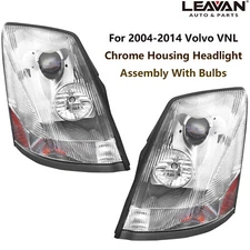For Volvo VNL 2004-2017 Semi Truck Chrome Projector Halogen Headlight Set Pair