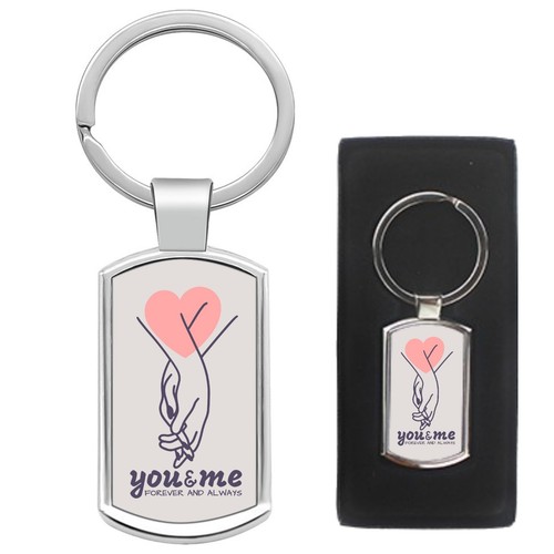 You And Me Forever And Always Chrome Metal Keyring Love Couple Gift VALENTINE'S - Picture 2 of 2