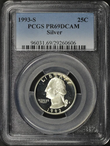 1993-S Washington Silver Quarter PCGS PR-69DCAM