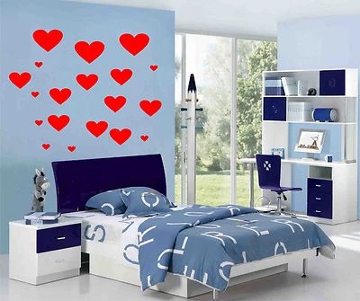 HEARTS Stickers (decals) 4 x Sizes - gloss Finish - WALLS/GLASS/FLAT SURFACES - Image 1 of 3