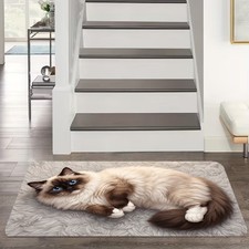 1pc, 2D Flat Printing, Ragdoll Cat Non-Slip Floor Mat, Non-Slip Machine Washab