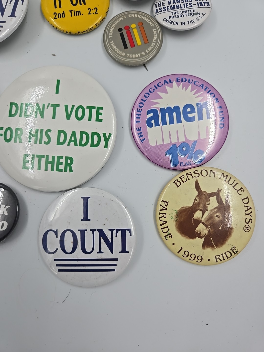 Lot of 33 Vintage Political & Religious Buttons Pins 