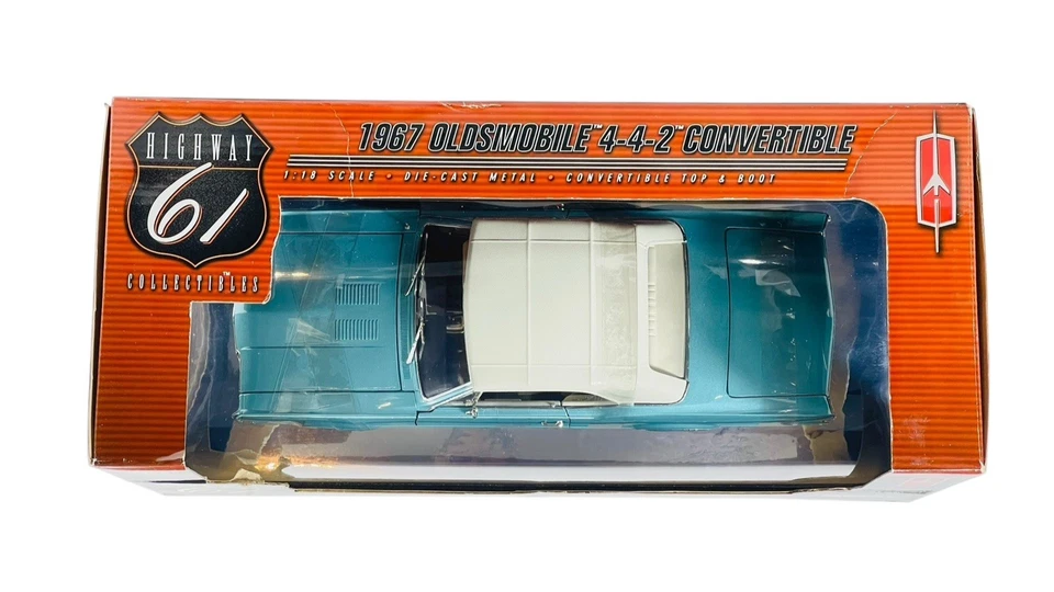 #50112 Highway 61 Aqua Blue 1967 Oldsmobile Cutlass 442 ~ Selado fundido em escala 1/18 - Imagem 3 de 4