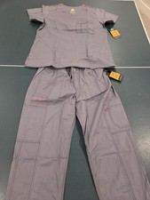 WonderWink WonderFLEX Cargo Jogger Scrub Set Pewter Gray Medium PETITE
