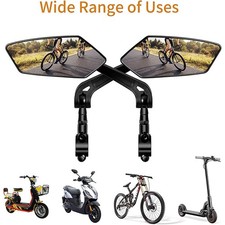 2 Pack E-Bike Handlebar Rear View Mirror Bicycle Rearview Rectangle Back Mirror