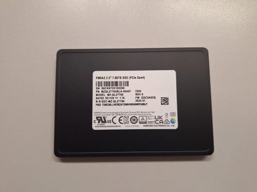 SAMSUNG PM9A3 7.68TB SSD (PCIE GEN4) U.2 NVME MZQL27T6HBLA-00A07