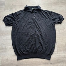 Vintage Hugo Boss Mens Black Short Sleeve Performance Golf Polo Shirt Size L