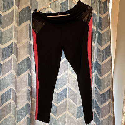 Hard Candy Sport Women s Colorblock Ankle Leggings Black/Pink Size L/G 11-13