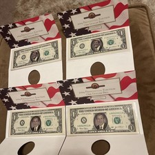 Set of 4 (2 Bush & 2 Kerry) Presidential Election One Dollar Bills