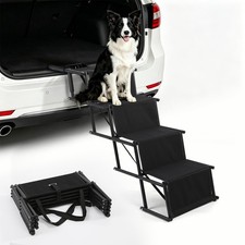 Foldable Dog Stairs for Car SUV, Pet Stairs for Large Dogs, 4-Step Portable