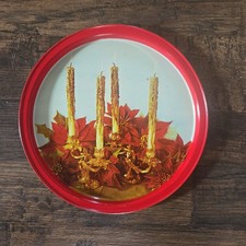 Vintage Christmas Poinsettia Candle Serving T...