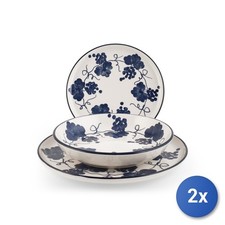 2x H&H Service De Table 18 Pièces Provence FANTASIE BLANCHE BLEUE