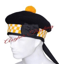 Scottish Military Piper Traditional Kilt Cap - 100 Wool Balmoral Diced Hats