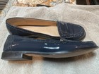 NICE! VIA SPIGA Wmns NAVY Blue Patent Scalloped Trim Flats Loafers 9 Medium — photo 3