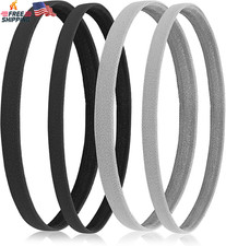 Sibba 4 Pieces Athletic Sports Headband Elastic Thin Hair Bands Non Slip Silicon