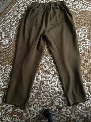 Thread & Supply green  ankle loose fit  Drawstring Elastic Waist fray hem Pant M
