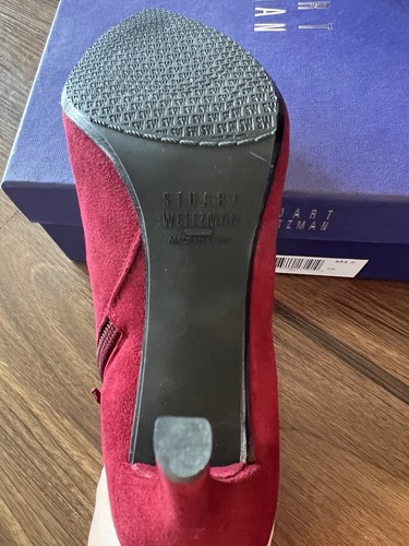 STUART WEITZMAN 4.5 M Red Suede Bootie With Side Zip * NEW With Box - Picture 5 of 5