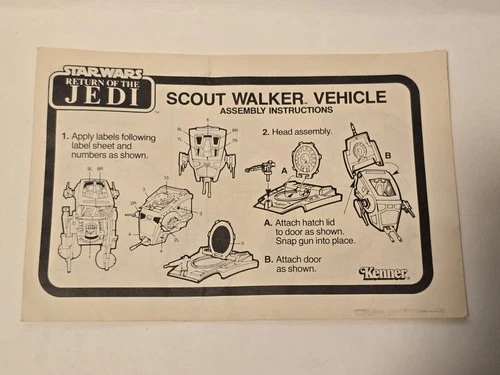 Vintage 1982 Kenner Star Wars Return Of The Jedi Scout Walker Instructions Only