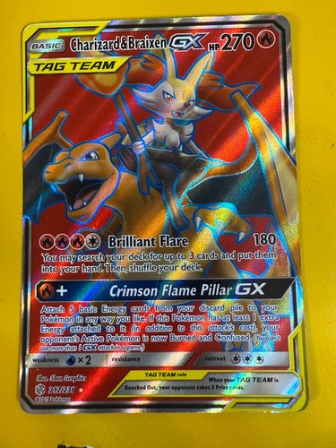 DA101183 Charizard & Braixen GX 212/236 Sun and Moon Cosmic Eclipse FULL ART