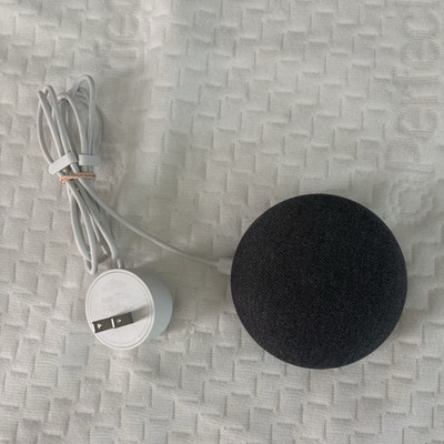 Google Home Mini Smart Speaker Black w/ Power Adapter, Voice Control, Wi-Fi