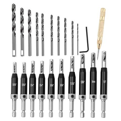 VIX Hinge Center Drill Bits Set Self Centering 1/4'' Hex Shank 22 PCS Kit