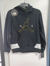 NWT Jordan Hoodie Boys Lrg Black/Gold/Wht