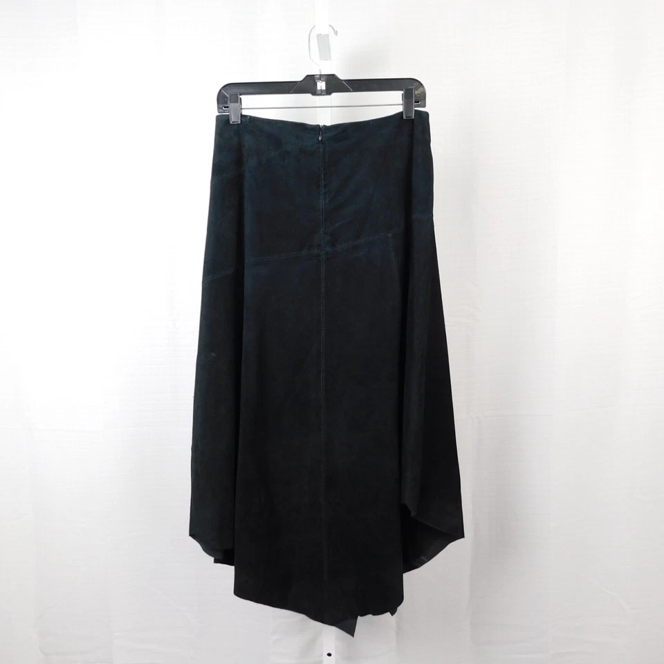 Falda de cuero de gamuza con retazos asimétricos Randolph Duke The Look 10, negra #4325 Foto 4 de 4