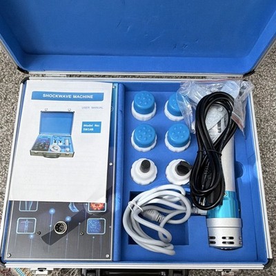 SW14B Handheld Shockwave Machine 6 Heads Full Body Pain Relief 110V Blue