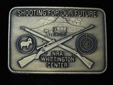 QL17121 VINTAGE 1970s  NRA WHITTINGTON CENTER  HUNTING BRASSTONE BELT BUCKLE