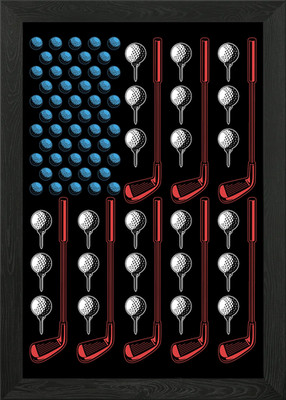 Gerahmtes Wandbild Golf USA Flagge Poster Leinwanddruck Bild