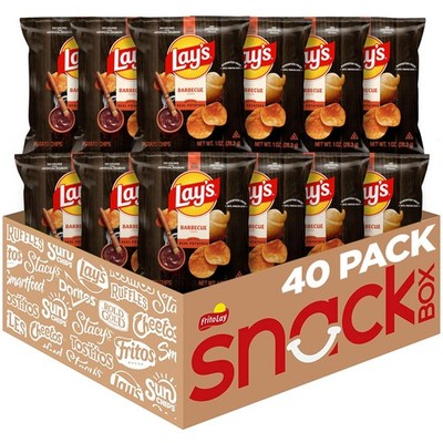 Lay's Barbecue Flavored Potato Chips, 1 oz Bags, (40 40 Count (Pack of 1) 