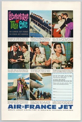 1961 Air France Vintage Print Ad: No Finer Jet Boeing 707 Tres Chic Wall Art
