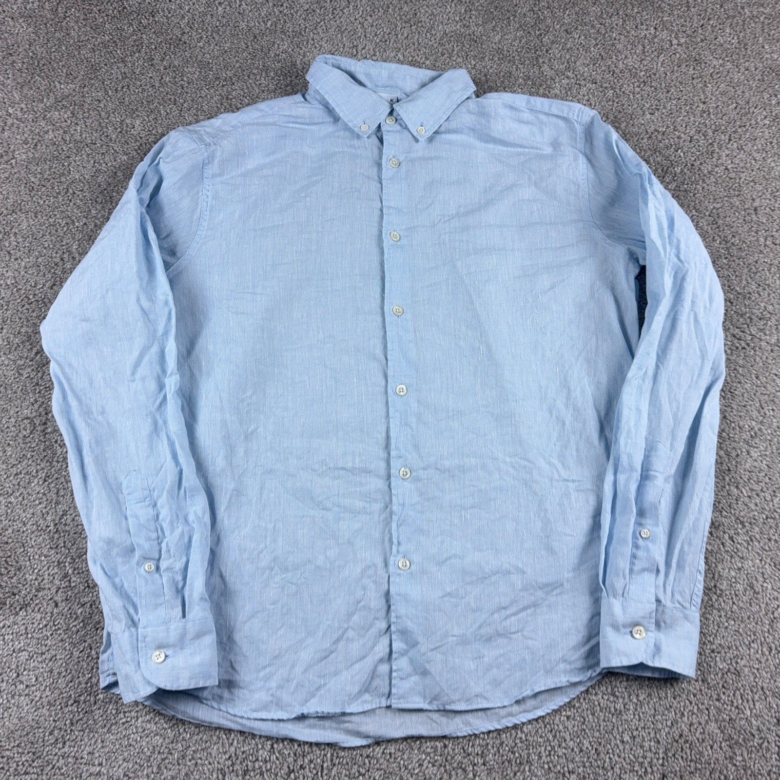 ASKET Shirt Mens Large Blue Linen Button Up LIghtweight Breathable Career Casual