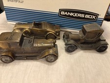 3 BANTHRICO BRONZE CAR BANK 1915 Chevy, Cadillac, Lincoln
