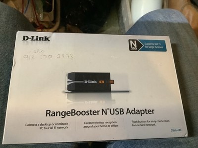 D-Link Wireless-N USB 2.0 RangeBooster Adapter 802.11g/n 2.4GHz WPA/WPA2 DWA-140